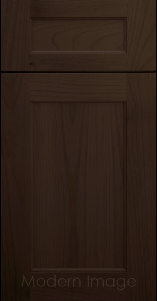 Close-up of our  Carlsbad II Shaker style cabinets with a Brownie stain.